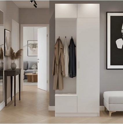 Набор мебели для прихожей "Марсель-201" МР 01-201 В2490 Ш1000 Г420 (ЛДСП Белый премиум)